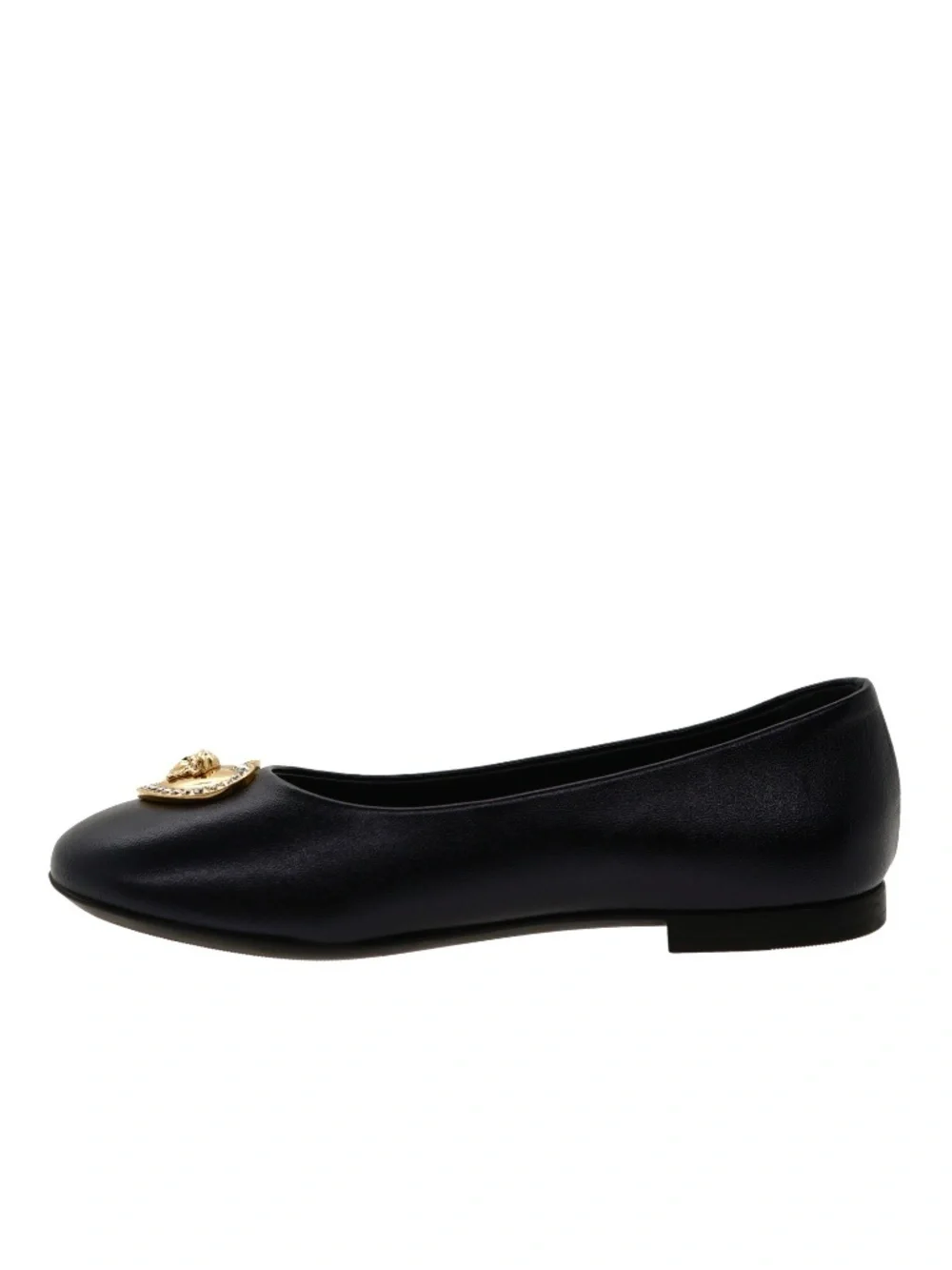 Versace Kids Medusa Girl Flat Ballerina Shoes Black Leather Size 31 / 13 US New